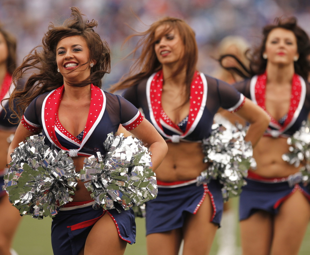 The Buffalo Jills cheerleading squad performs at the NFL football game between the Miami Dolphins and the Buffalo Bills in Orchard Park, N.Y., on Sept. 12, 2010.