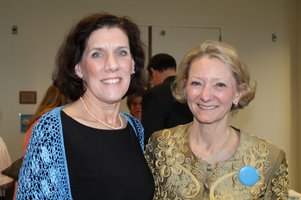 Carolyn Johnson, left, district governor for Rotary District 7780, with president and founder of Partners for World Health Elizabeth McLellan of Portland