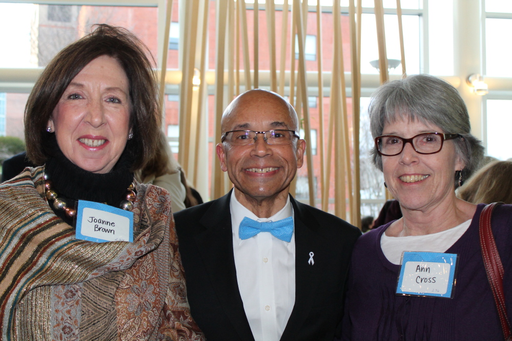 Hector Tarraza, MD, chief of obstetrics and gynecology at Maine Medical Center and volunteer medical director of Partners for World Health, and his administrators Joanne Brown and Ann Cross at Blue Wrap Project Runway 2014