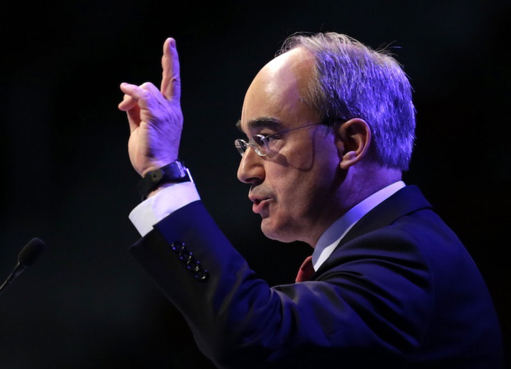 Congressional candidate Bruce Poliquin speaks at the Maine GOP Convention on Saturday.
