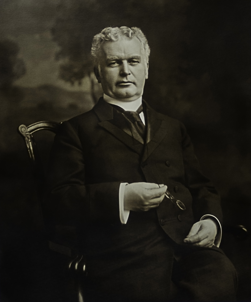 Colin Chisholm claims he is a descendant of Hugh J. Chisholm, a Portland entrepreneur who founded International Paper, shown in a detail shot taken from a photo provided by Maine’s Paper & Heritage Museum.
