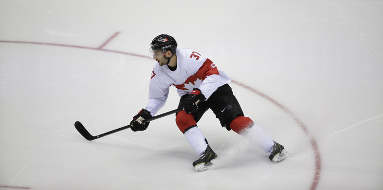 Canada forward Patrice Bergeron is shown in action at the 2014 Winter Olympics in February in Sochi, Russia. 2014 Sochi Olympic Games,Winter Olympic games,Olympic games,Sports,Events,XXII Olympic Winter Games