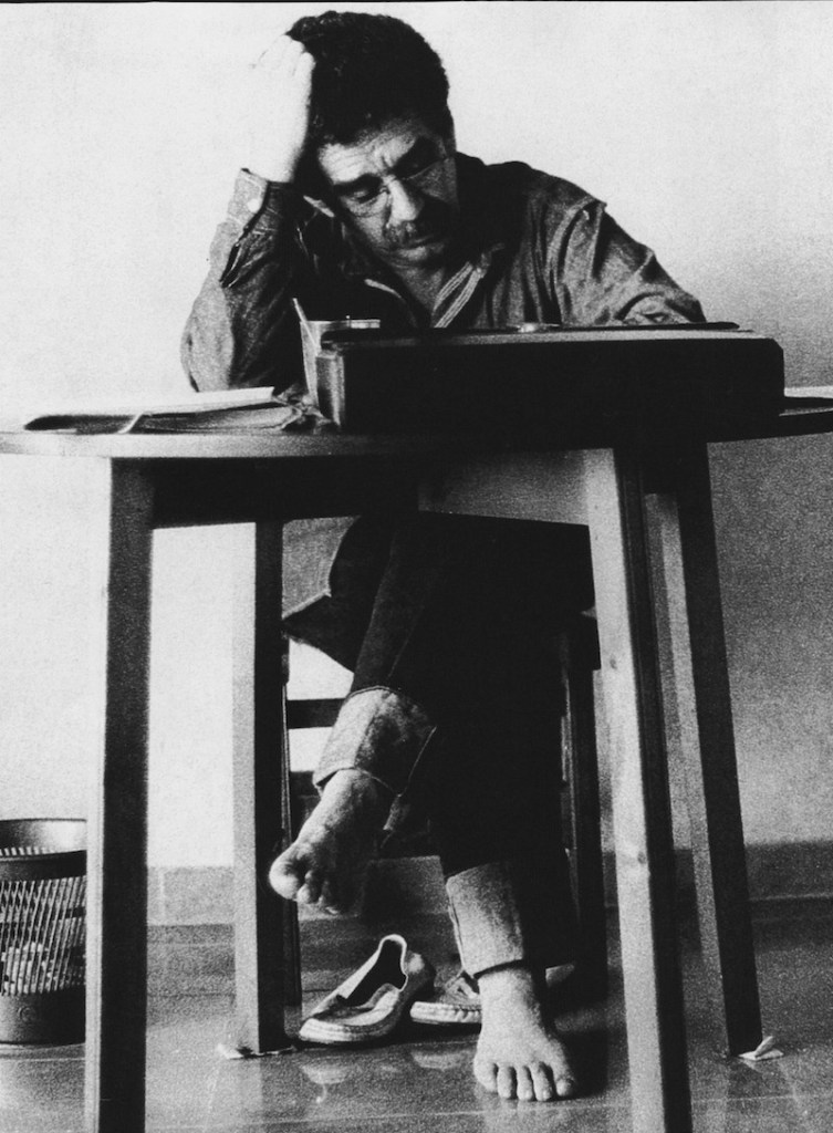 In this 1972 photo released by the Fundación Nuevo Periodismo Iberoamericano (FNPI), Colombian author Gabriel Garcia Marquez seen in an unknown location. The author's magical realist stories exposed tens of millions of readers to Latin America's passion, superstition, violence and inequality. The FNPI was founded by Garcia Marquez.
