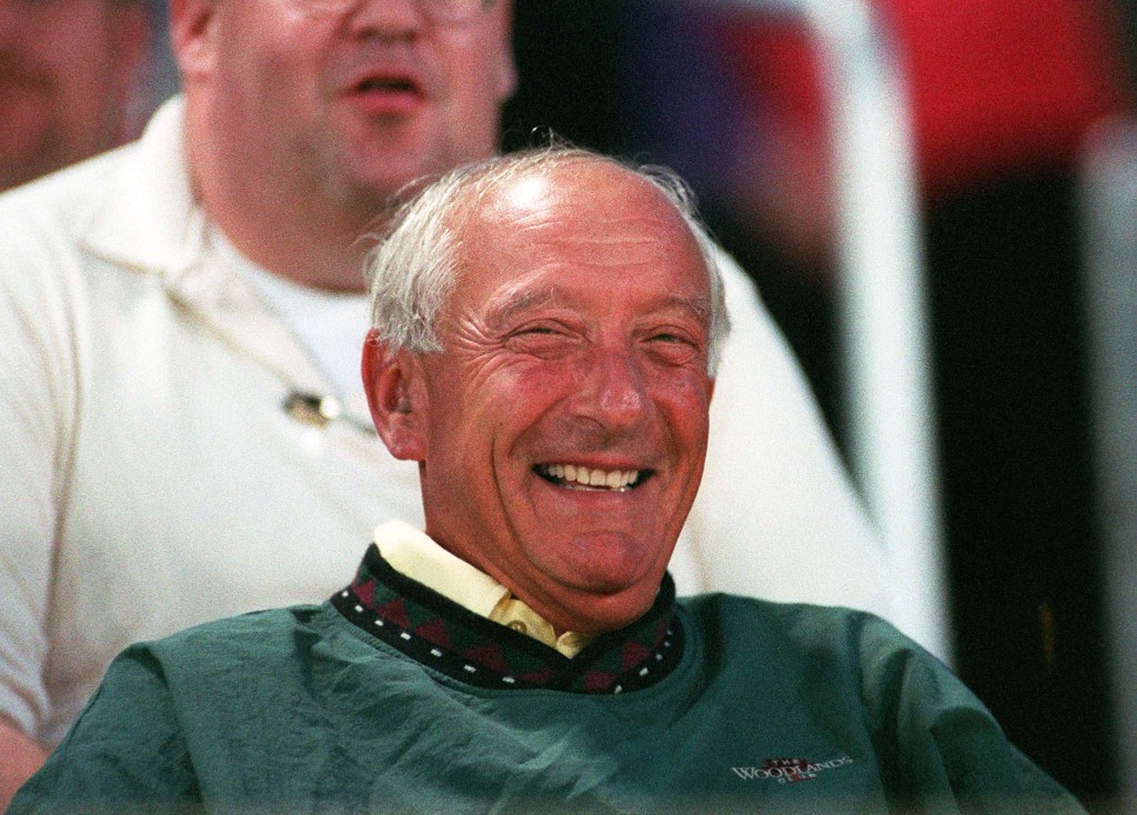 Bill Troubh enjoys himself at a Sea Dogs game in August of 1996. Troubh, who died last November at age 78, was a driving force in bringing the farm team to Portland.