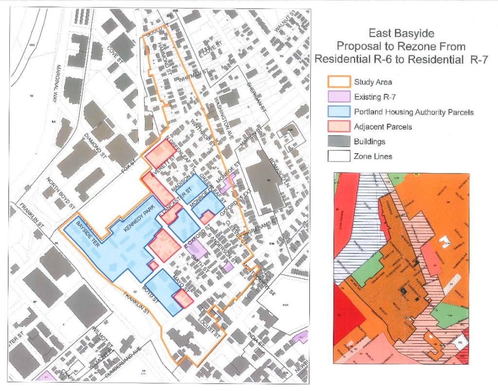 This is a map of the proposed area to be rezoned in the East Bayside neighborhood.
