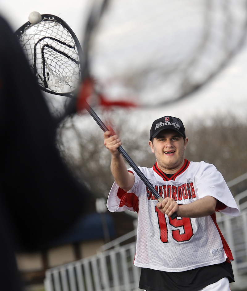 Scarborough junior varsity lacrosse player Teddy Prosack throws the ball May 1 at Fitzpatrick Stadium.