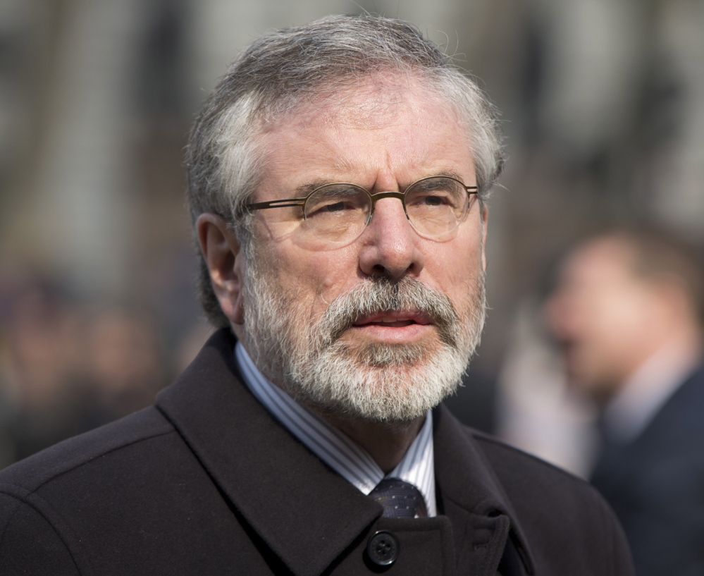 Gerry Adams, shown in March in London, denies any role in the murder of a mother of 10.