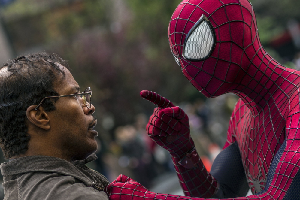 Jamie Foxx and Andrew Garfield square off in “The Amazing Spider-Man 2.”