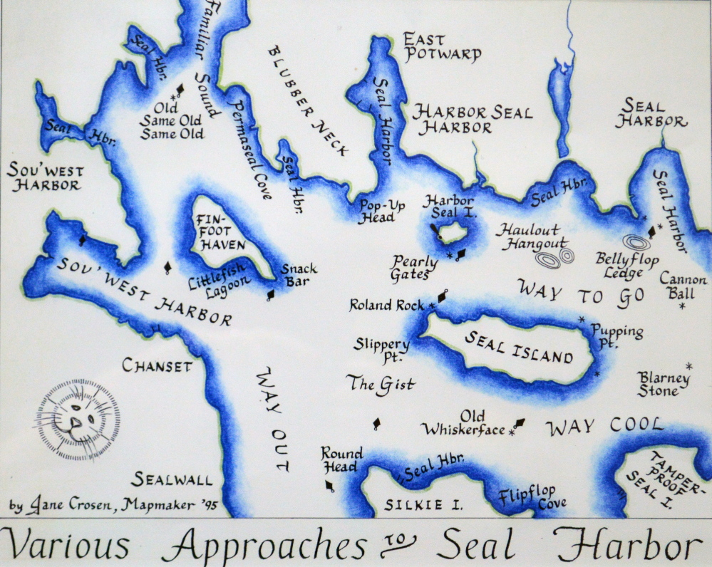Jane Crosen, “Various Approaches to Seal Harbor,” ink on paper, 1995