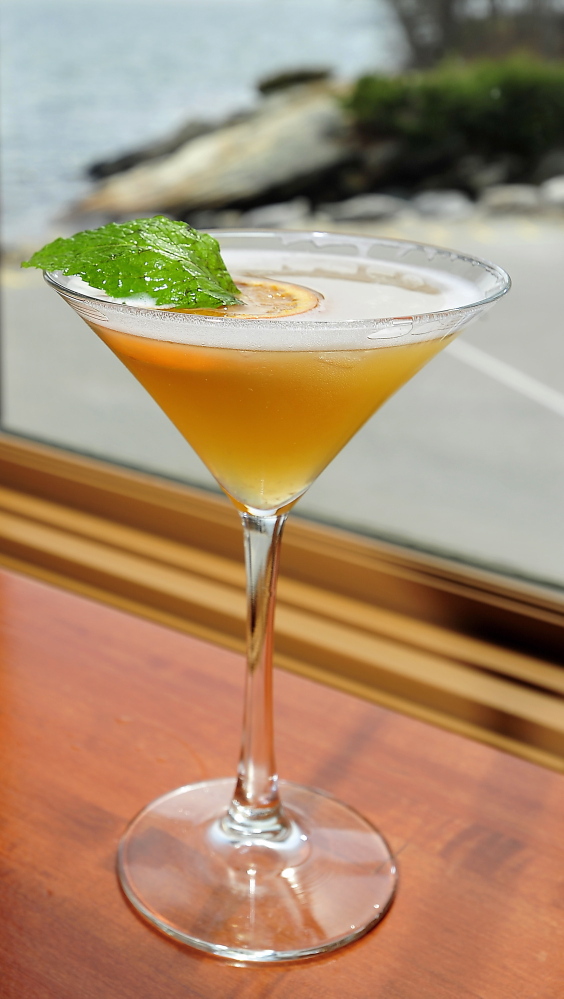 Dockside’s Bay Blossom martini is made with Mandarin and jasmine green tea-infused vodka with lemon and honey.