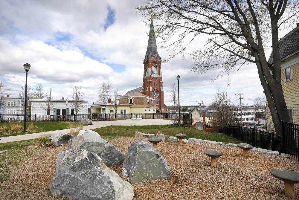 Williams Court Park at the corner of Green and South streets is close to downtown Biddeford. Neighbors will have more green space once a design for an expanded park is approved and the work is done. Councilors are scheduled to vote Tuesday on the design.