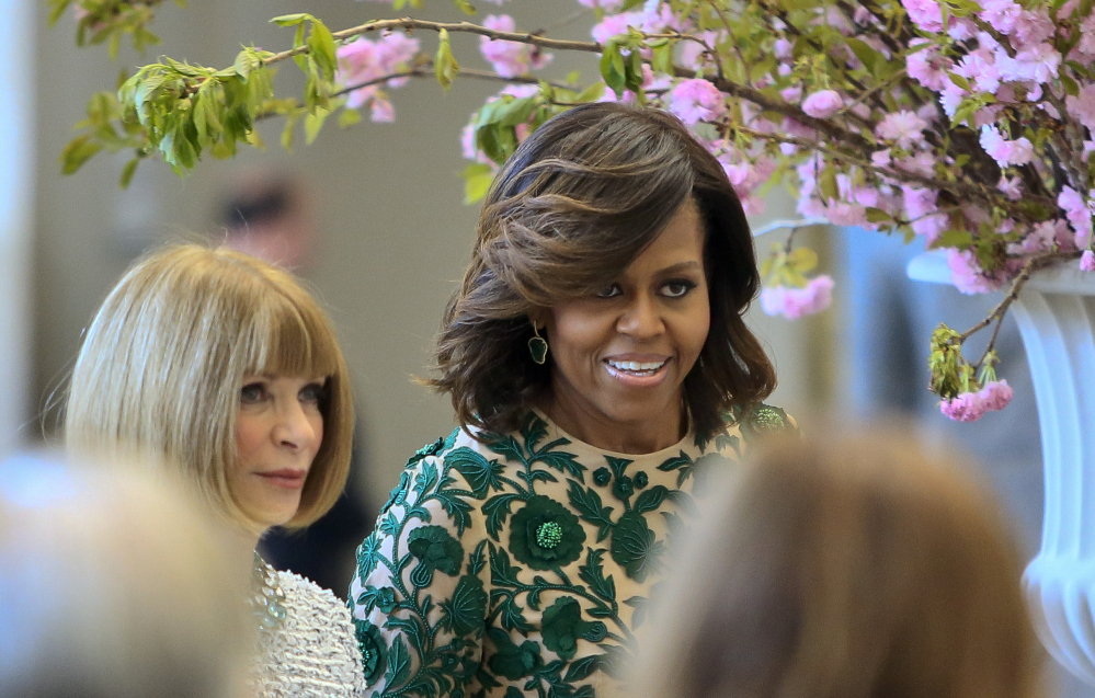 First lady Michelle Obama and Vogue editor Anna Wintour appear at Monday’s dedication ceremony.