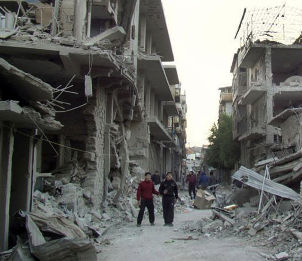 Homs, a former rebel stronghold, shows widespread damage after frequent bombings by the Syrian government.