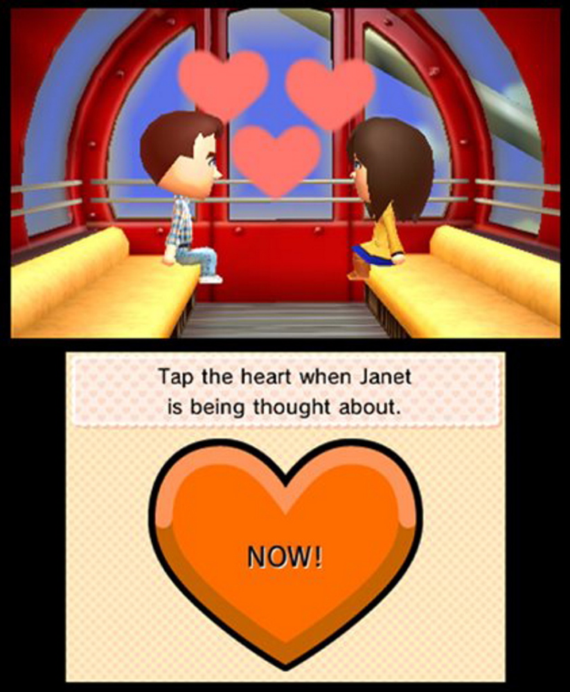 This photo provided by Nintendo shows a screenshot from the video game, “Tomodachi Life.”