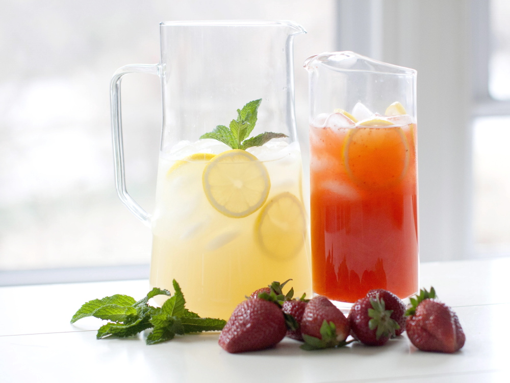 Rocking chair lemonade and strawberry lemonade are two favorites among the many refreshing drinks easily made with simple syrup and fruits and herbs.