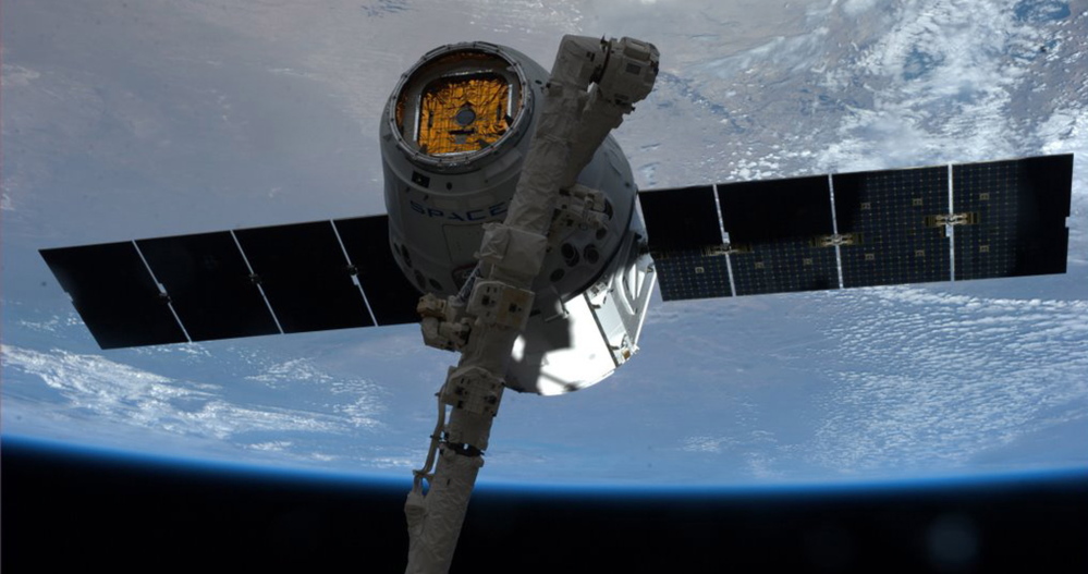 The SpaceX Dragon docks at at the International Space Station. Russia does not plan to use the station past 2020.