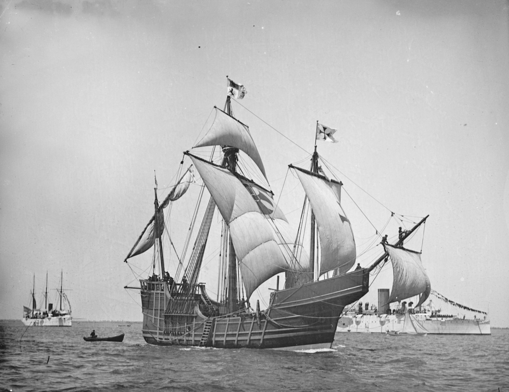 A replica of Christopher Columbus’ caravel Santa Maria is shown in this circa 1892 handout photo provided by the U.S. Library of Congress. A shipwreck found off the north coast of Haiti could be the 500-year-old remains of the Santa Maria.