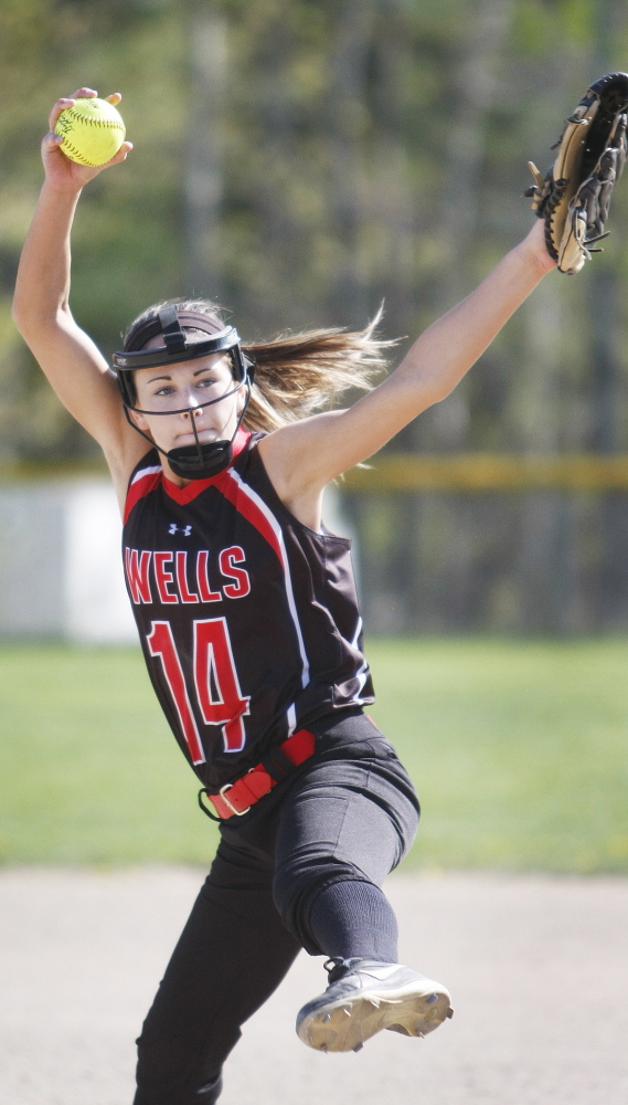 All’s well with Lauren Bame’s windup, as the Wells High School pitcher throws the equivalent of two softball games by going 14 innings in Thursday’s triumph over Falmouth.