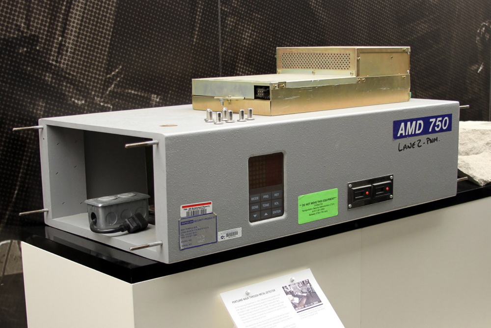 Part of a scanner that two Sept. 11 hijackers passed through at the Portland jetport is displayed at a museum at the Transportation Security Administration in Arlington, Va.