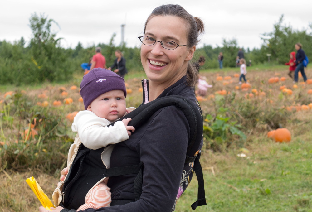 Emily Griffith of Brunswick, shown on a pumpkin patch outing with her daughter Lydia, has made freezable burritos for friends with newborns. And she and her husband, Dave Griffith, made and froze a batch of burritos (see accompanying recipe) for themselves before the birth on May 13 of their second daughter, Tess Marie.