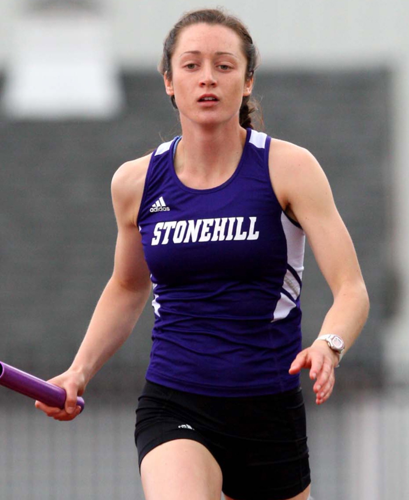 Stonehill junior Maria Curit of Biddeford switched from the 400 to the 800 meters after running a fast leg in a distance medley relay.
