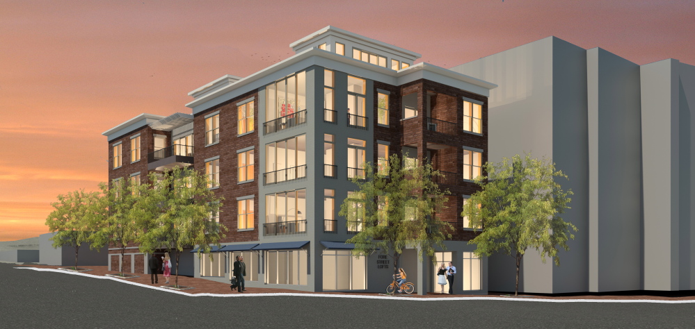 Rendering for project at 185 Fore St. in Portland. Courtesy of Bateman Partners, LLC.