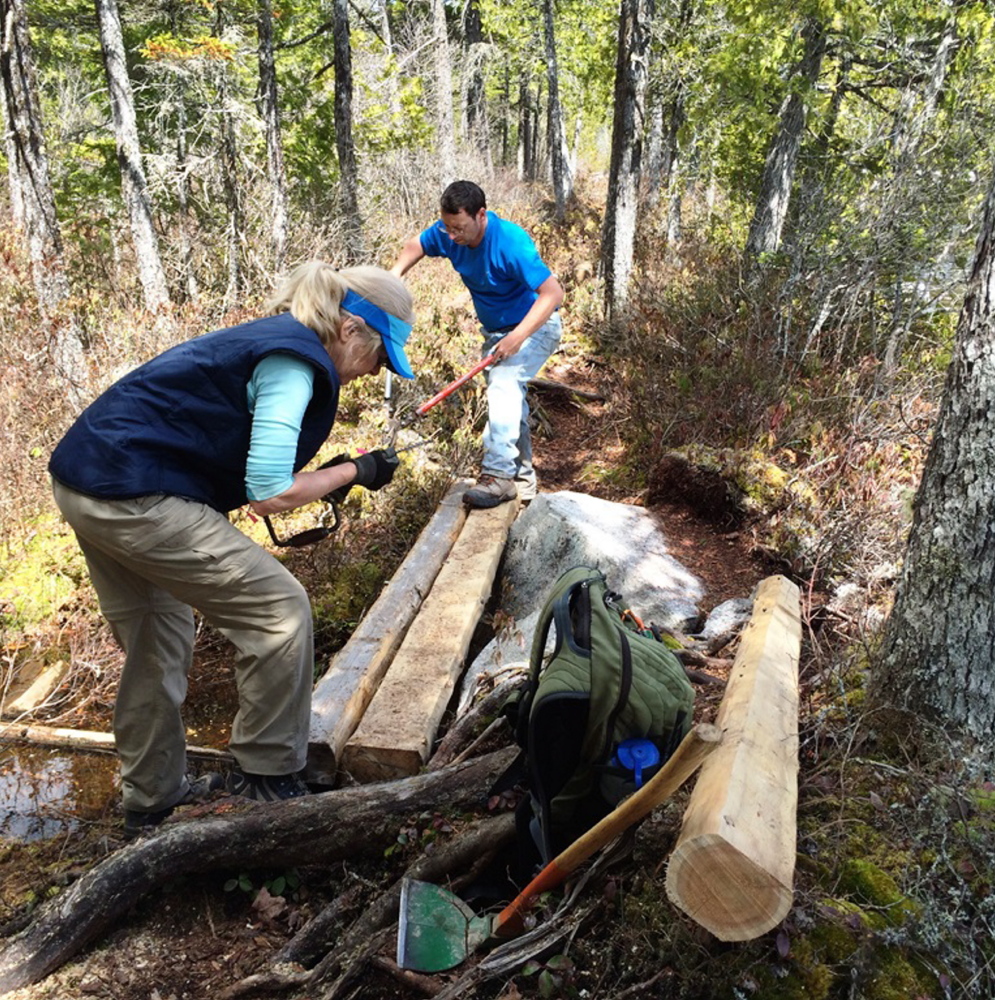 Volunteer trail work is a valuable tradition on National Trails Day. At the Rumford Whitecap Mountain Preserve, volunteers will clear brush among other chores.
