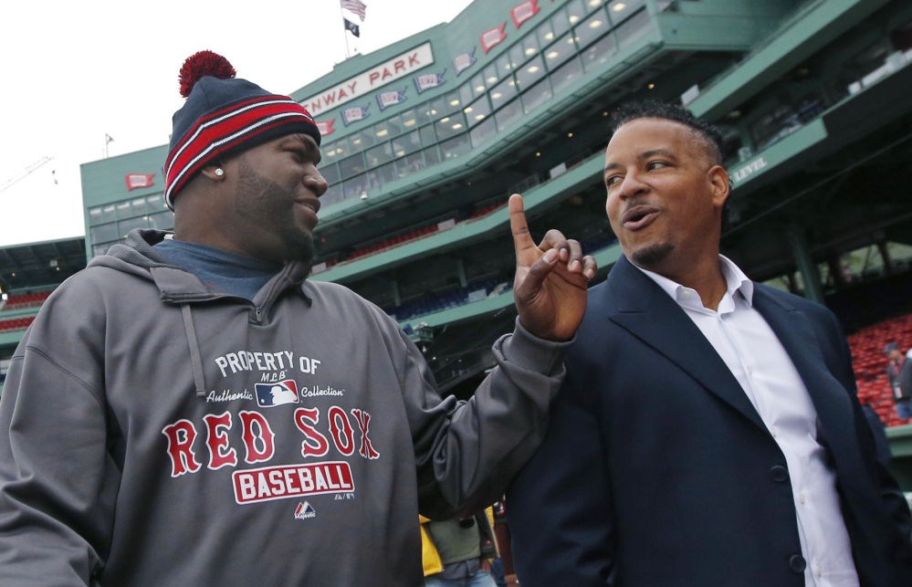 They were the bedrock of the batting order in 2004, the year the Boston Red Sox tore apart that 86-year millstone and captured the World Series. And Wednesday they were together again in Fenway Park â David Ortiz, left, and Manny Ramirez. The Associated Press