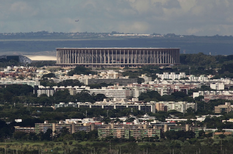 This April 7 photo show a view of the Mane Garrincha stadium, in Brasilia, Brazil. No World Cup project has been as criticized as Brasilia’s stadium.