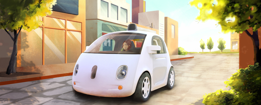 Googleâs fully-automated car is shown an artistic rendering. Google on Tuesday said it hopes by this time next year, 100 prototypes will be on public roads. (AP Photo/Google) The Associated Press