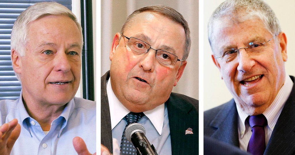 From left, U.S. Rep. Mike Michaud, Gov. Paul LePage and Eliot Cutler, candidates for governor.