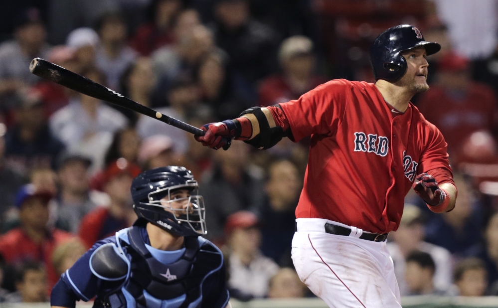 A.J. Pierzynski, seen hitting a game-winning triple on May 30, was designated for assignment as the Red Sox promoted Christian Vazquez from Triple-A Pawtucket. The Associated Press