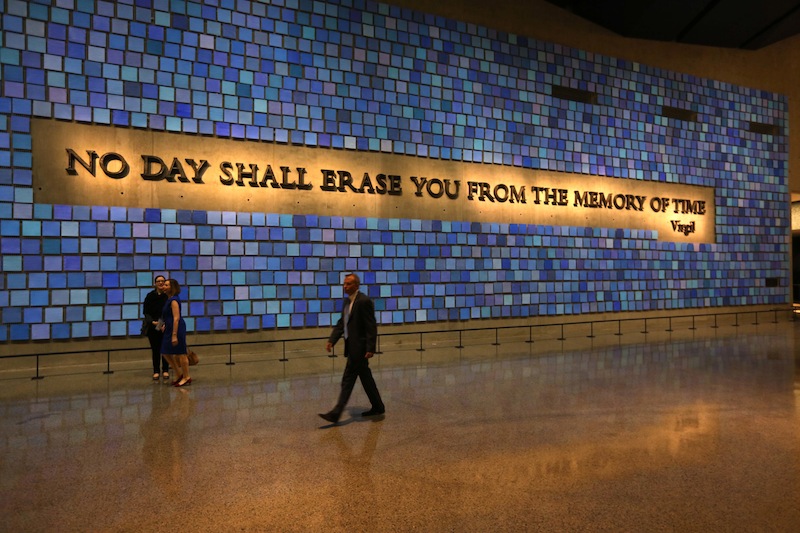 A quote from Virgil fills a wall of the museum prior to the dedication ceremony at the National September 11 Memorial Museum in New York. The museum was designed with the psychological well-being of the public in mind.