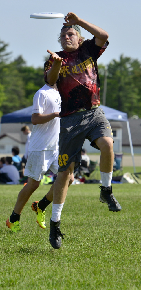 Brandon Ledoux catches a pass for Cape Elizabeth, which received the Maine Ultimate tournamentâs Spirit of the Game Award for fair play and sportsmanship. Cumberland, the third-place finisher in the girlsâ division, won the girlsâ Spirit of the Game Award.