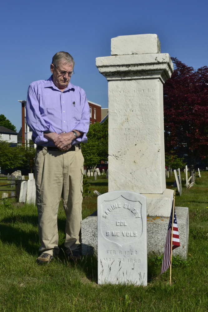 Logan Werlinger/Staff Photographer
Ben Smith finally located the resting place of Col. Sabine Emery of Eastport in Portland’s Eastern Cemetery and arranged for the federal government to provide a stone.