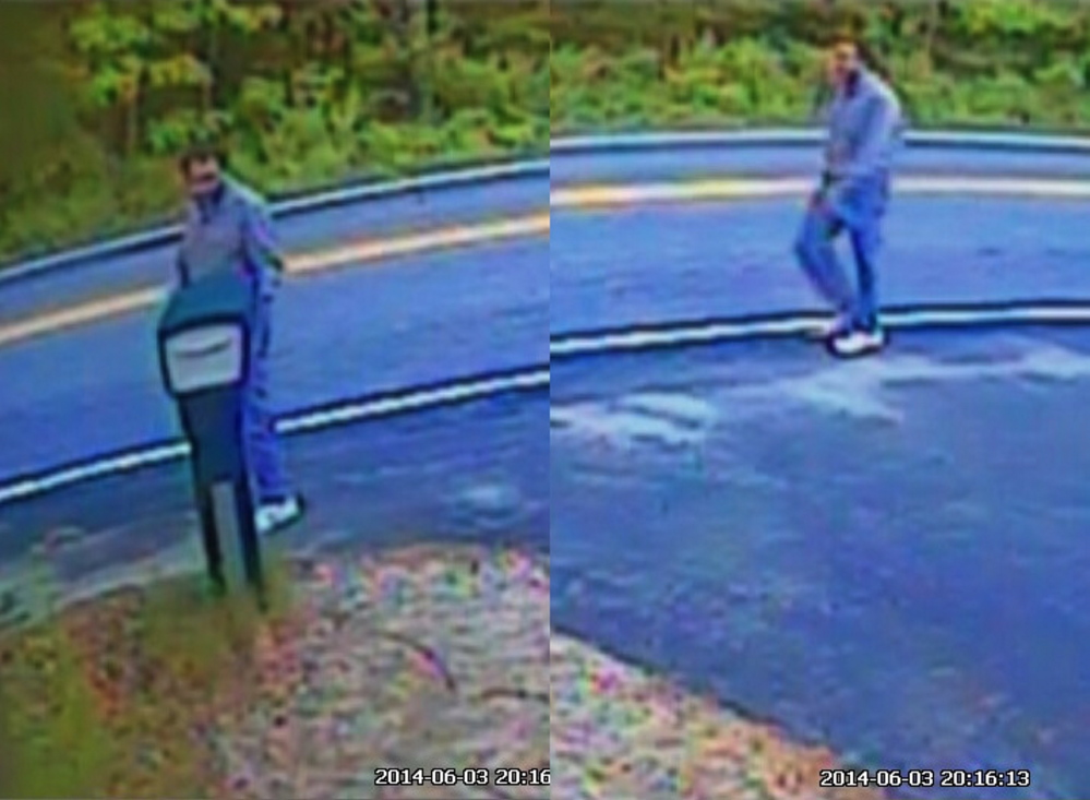 Courtesy Kennebunk Police Department These combined images show a man who might have delivered notes to homes in Kennebunk and signed them “pervert.”