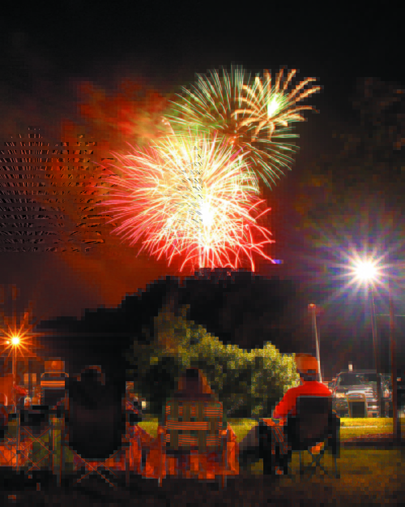Fireworks light up the sky over the Hathaway Creative Center in Waterville last July 4th. Photo by Jeff Pouland 