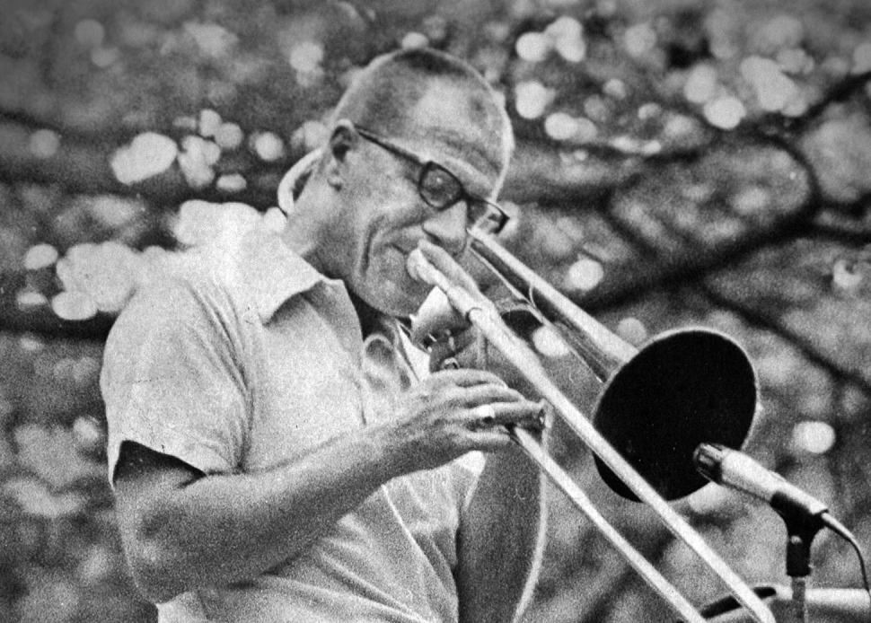Don Doane performs in a park in Portland in 1975. Fifty years ago, he played professionally and toured with jazz greats Maynard Ferguson, Count Basie and others. 1975 Press Herald file photo