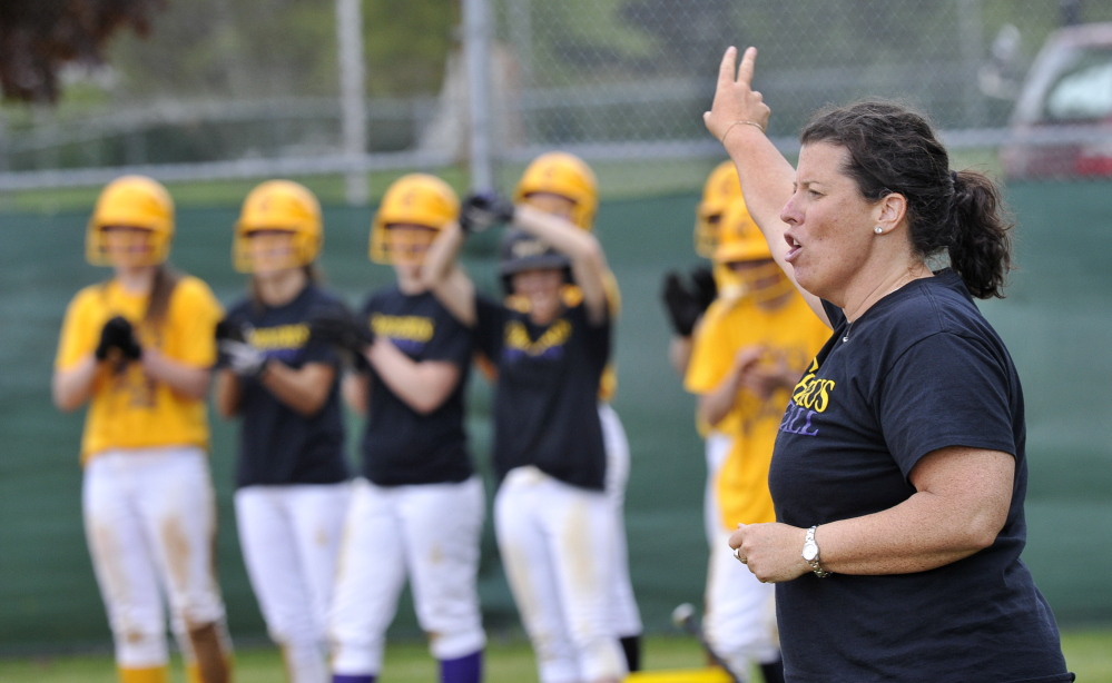 Cheverus Coach Maureen Curran has guided her softball team to a 13-3 record this season, just one year after the Stags finished 6-10 and missed the Western Class A playoffs. John Patriquin/Staff photographer 