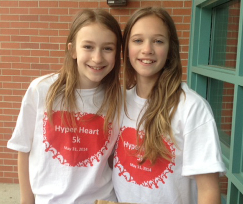 Karina Boothe, left, and Lauren Paradise raised $1,600 from HyperHeart 5K, a walk/race they organized to fund research of a rare and often deadly heart disorder. Photo courtesy Jon Paradise 