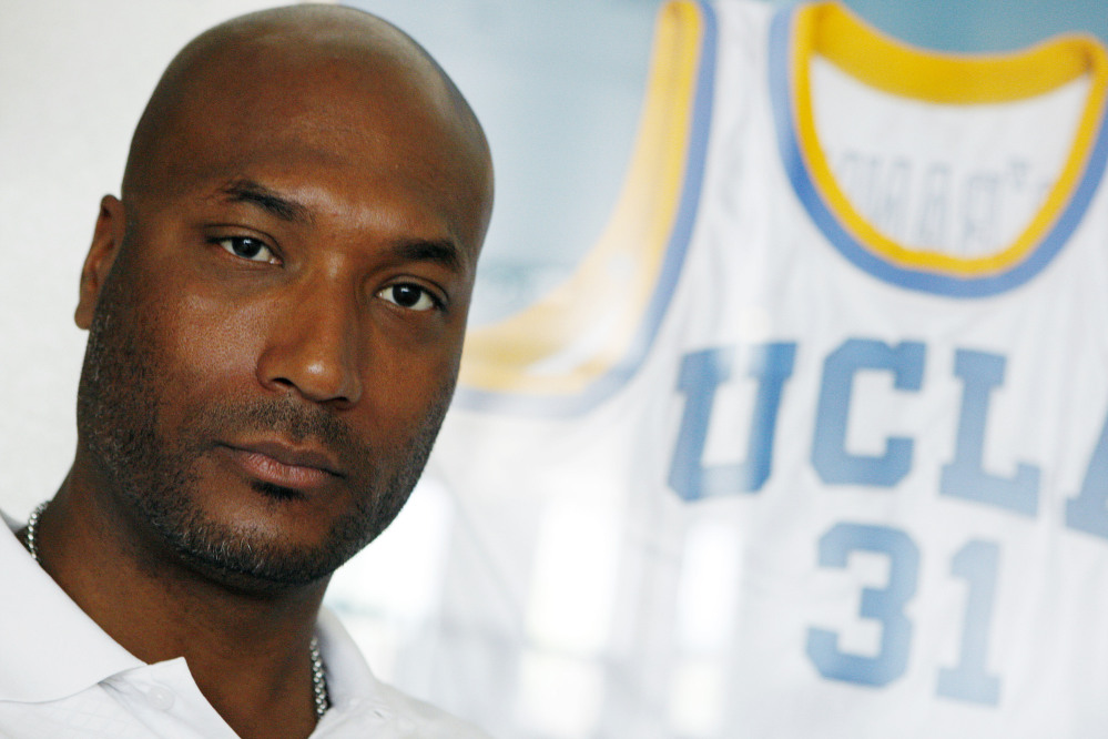 In this Sept. 18, 2010 file photo, former UCLA basketball player Ed O’Bannon Jr. sits in his office in Henderson, Nev. The Associated Press/Isaac Brekken 