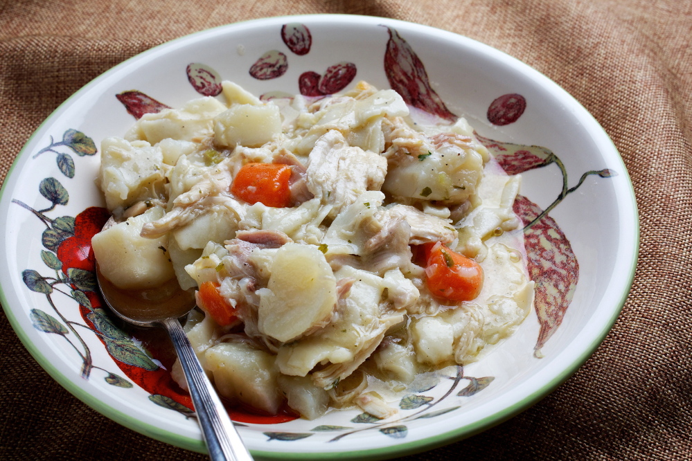 Pennsylvania Dutch potpie starts with a rich stock made with the carcass and deglazed pan from Sunday’s roast chicken.
The Washington Post