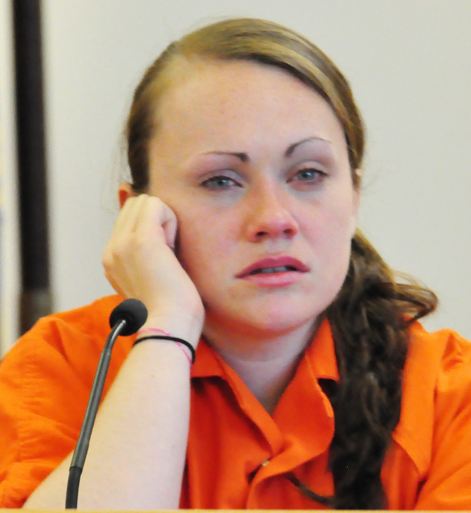 Jessica Linscott testifies against her former boyfriend, Roland Dow, who faces assault and other charges, Thursday in Rockingham County Superior Court.