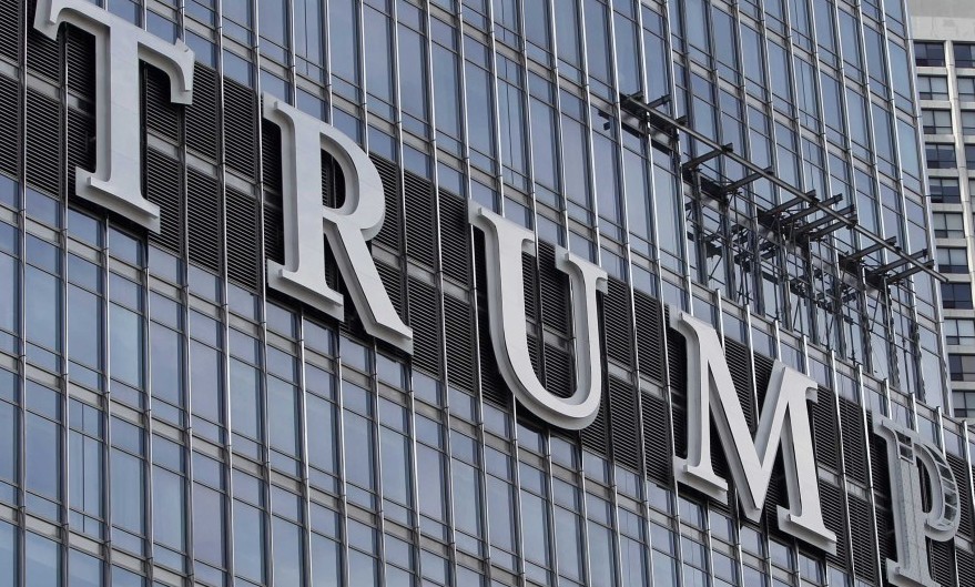 These 20-foot-tall letters adorn Donald Trump’s new skyscraper in Chicago.