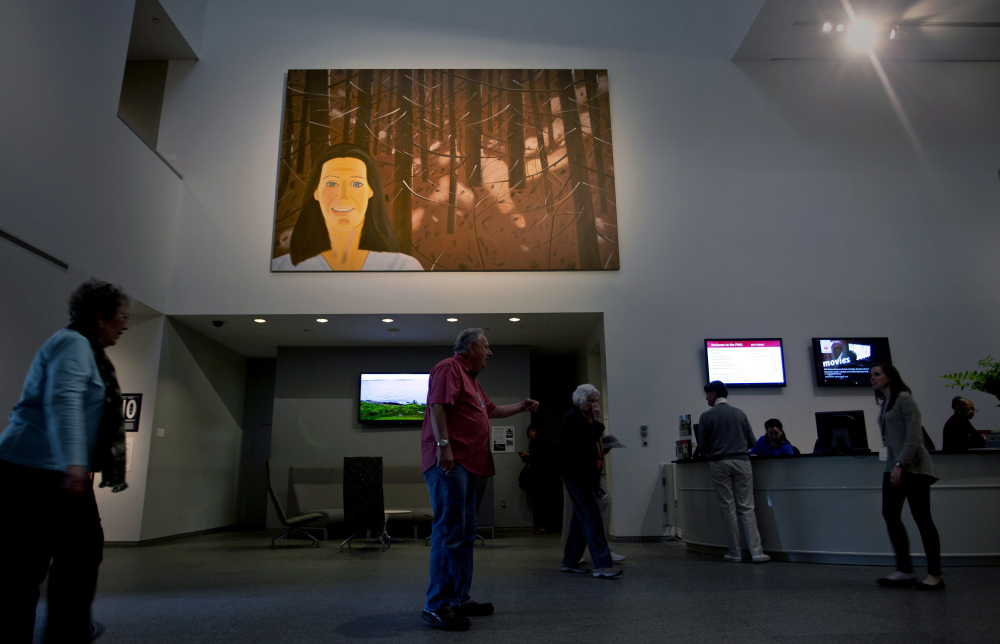 One of the two Alex Katz paintings that the Portland Museum of Art hung in its Great Hall earlier this month.