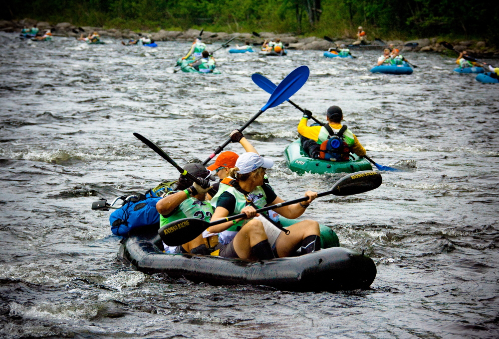 Participants in the Untamed New England Adventure Race will test their skills in a number of outdoor activities in the 200-mile event, including rafting on Maine rivers.