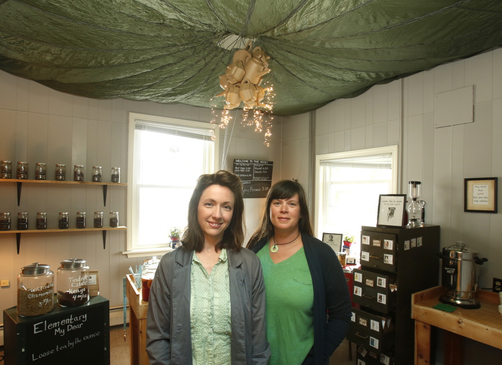 Larrabee, left, and Burrin opened their tea nook Tempest in a Teapot in Stonington a few months ago. The two women have been creating loose teas, blending imported teas with local ingredients like blueberries, peaches and rose hips. They are among a number of Maine entrepreneurs looking to capitalize on a growing national interest in tea.