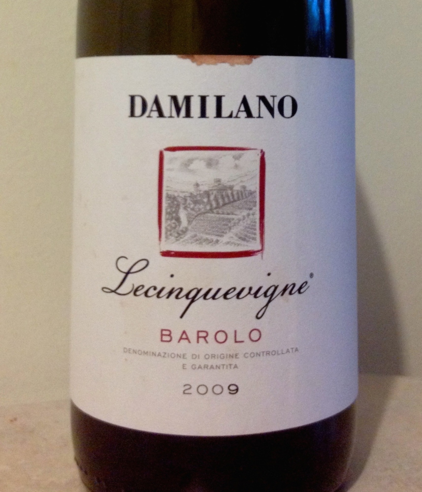 Damilano’s Lecinquevigne 2009 gets better over two or three days after it’s opened, but also is excellent after being open a half-hour at a restaurant.
