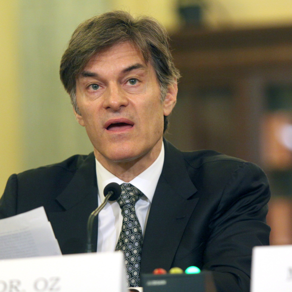 Dr. Mehmet C. Oz, chairman and professor of surgery at Columbia University, testifies on Capitol Hill in Washington on Tuesday about unscrupulous weight-loss advertising.