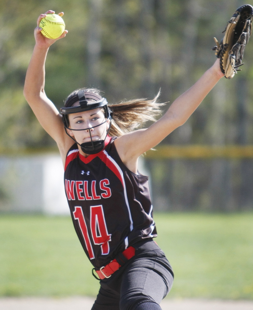 Lauren Bame, a senior, has led Wells into the Western Class B final Wednesday – a long way and a courageous fight back after suffering a double concussion as a freshman pitcher.
